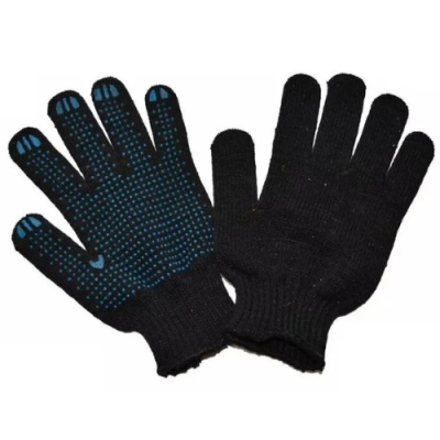 Перчатки х/б с ПВХ 6 нитей Люкс (7,5 кл. черные)