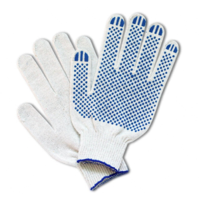 Перчатки х/б с ПВХ 6 нитей Люкс (7,5 кл. белые)