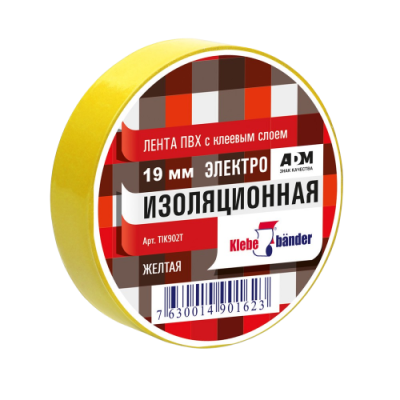 Изолента ПВХ Klebebander, 19мм*20м*130 мкм, желтая