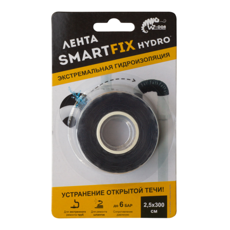 Лента силиконовая гидроизоляционная W-con SmartFix HYDRO 2,5*300см, черная
