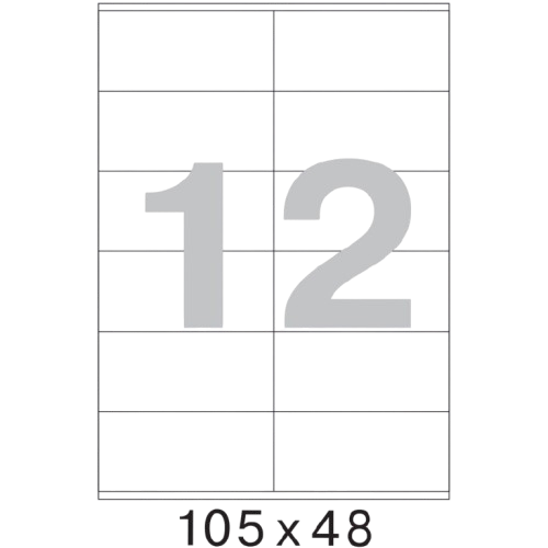 Этикетки самоклеящиеся 105х48 мм/12 шт. на листе А4 Этикетки самоклеящиеся 105х48 мм/12 шт. на листе А4